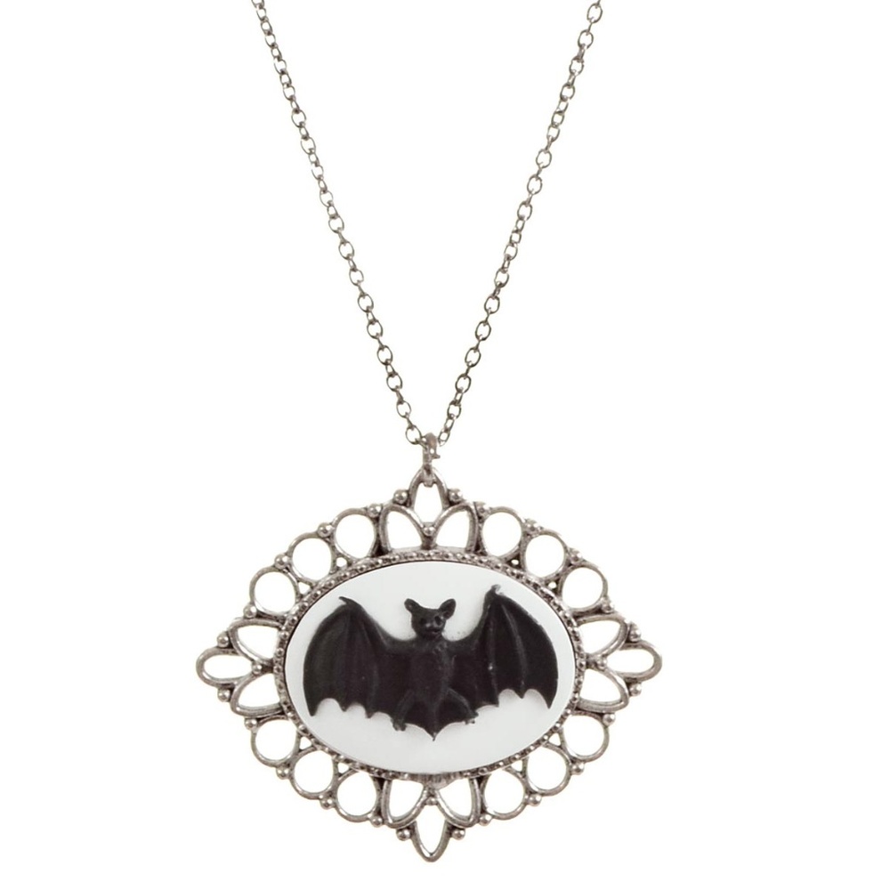 NEW Night Flight Framed Cameo Bat Pendant Necklace Charm Choker Goth Steampunk